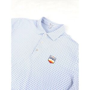 Peter Millar Polo Shirt Mens L Crown Logo Summer Comfort Stretch Houston Open